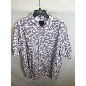 Cremieux Premium Denim Men’s Dress Shirt Sz 3X Big White Paisley Casual Outdoors
